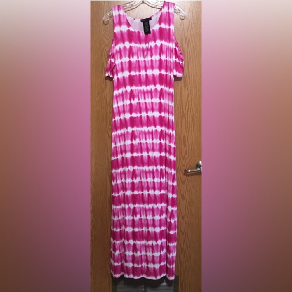 Hot Pink and White Maxi Dress